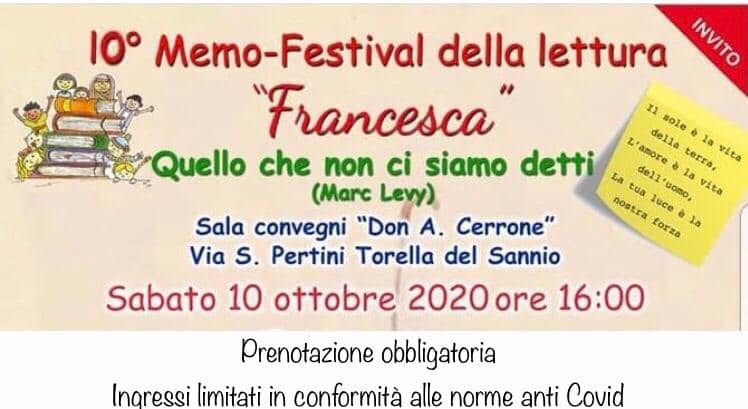 DECIMA EDIZIONE “MEMO-FESTIVAL” DELLA LETTURA "FRANCESCA"